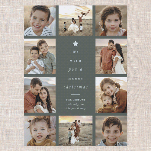 Tree Words Christmas Card, Green, Iridescent Foil, 6x8, Christmas, Matte, Personalized Foil Cardstock, Square, Green