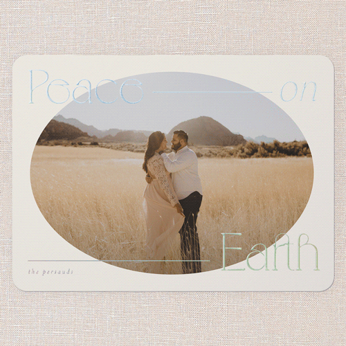 Plentiful Peace Religious Christmas Card, Iridescent Foil, Beige, 6x8, Religious, Matte, Personalized Foil Cardstock, Rounded, Antique White