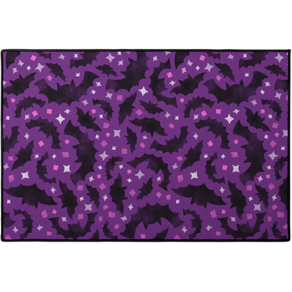 Bats & Sparkles Door Mat, Purple