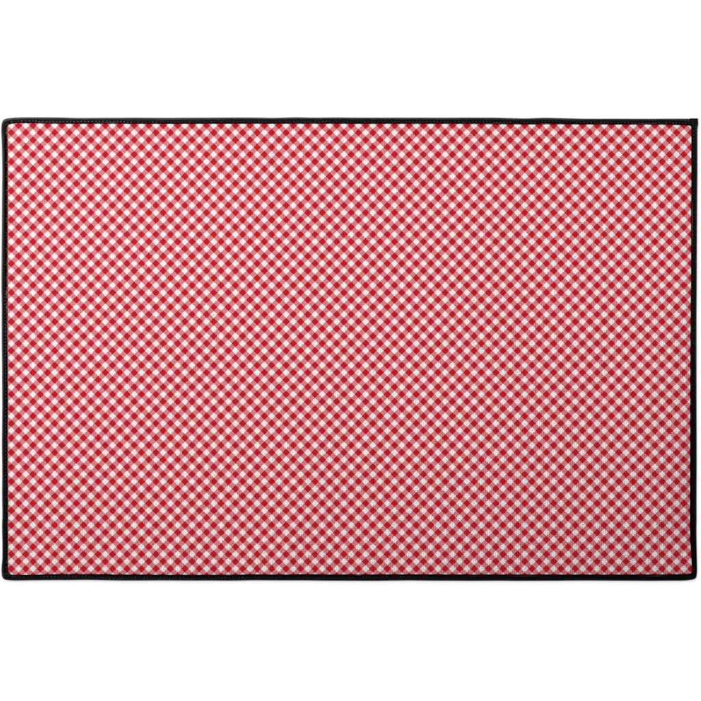 Diagonal Gingham Red and White Door Mat Shutterfly