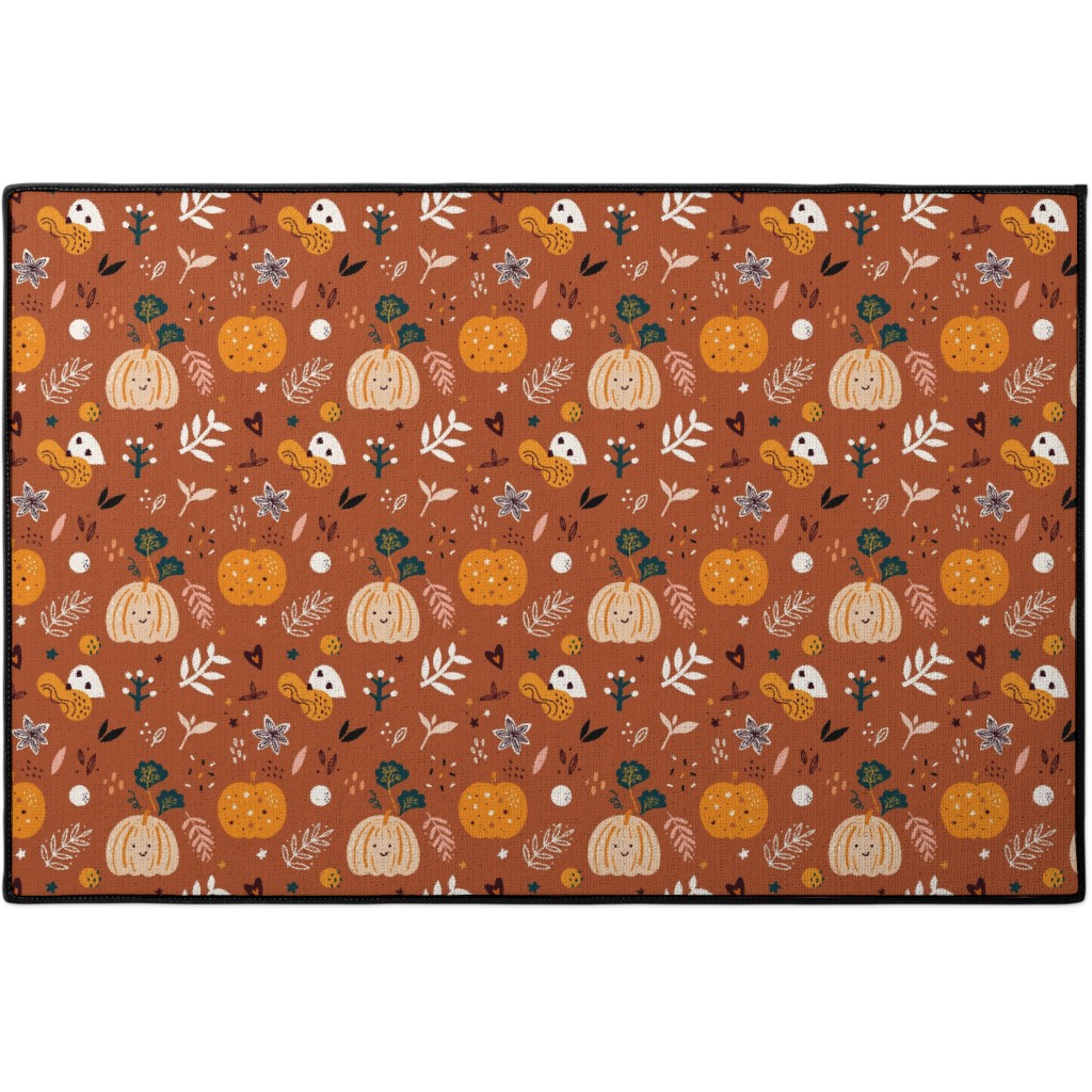 Autumn Pattern - Orange Door Mat, Orange