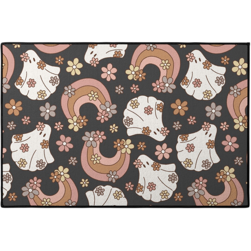 Boho Floral Ghosts Door Mat, Multicolor