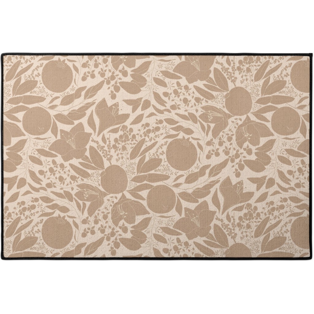Winter Florals - Neutral Door Mat, Beige