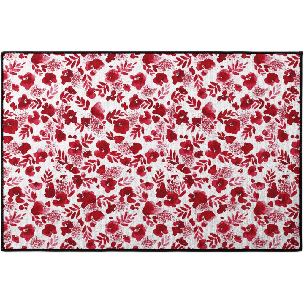 Floret Floral - Red Door Mat, Red