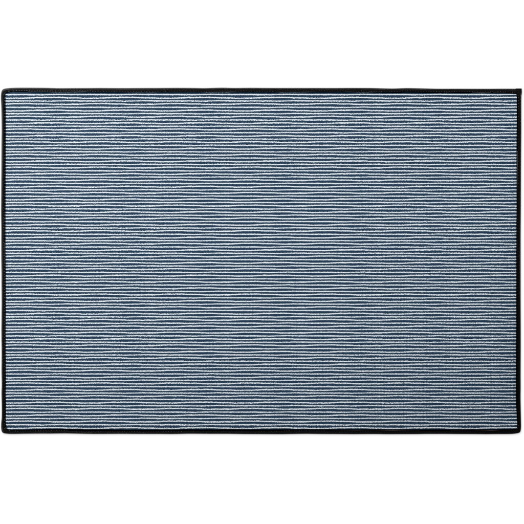Navy Blue and White Stripes Door Mat, Blue
