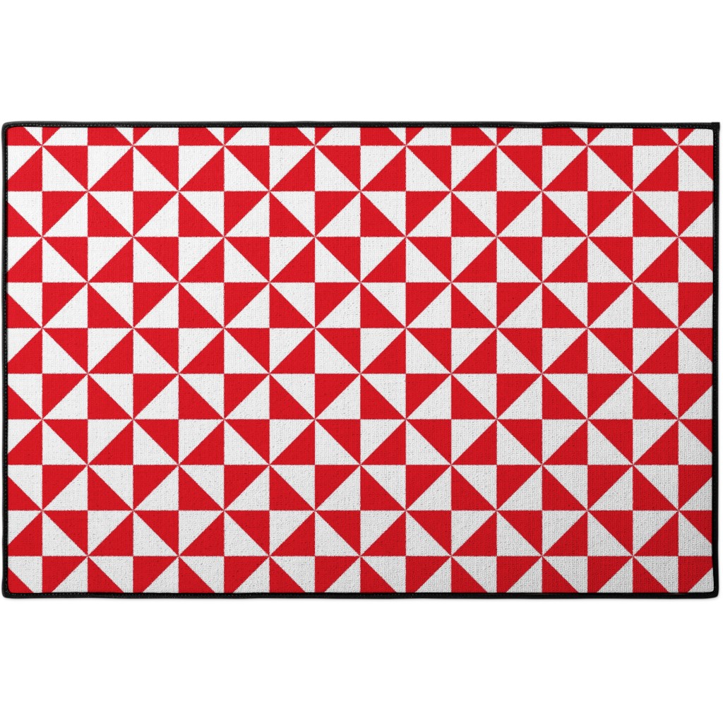 Pinwheels - Red and White Door Mat, Red