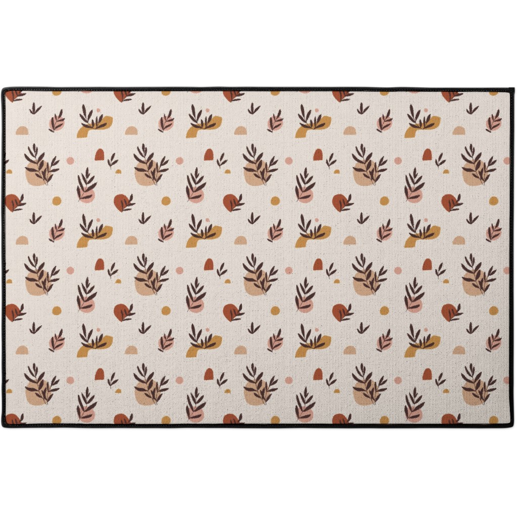 Abstraction and Tropical Leaves - Light Door Mat, Beige