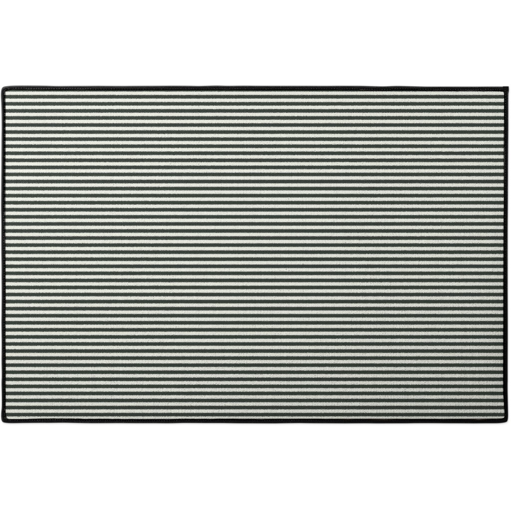 Stripe - Black and Cream Door Mat, Black