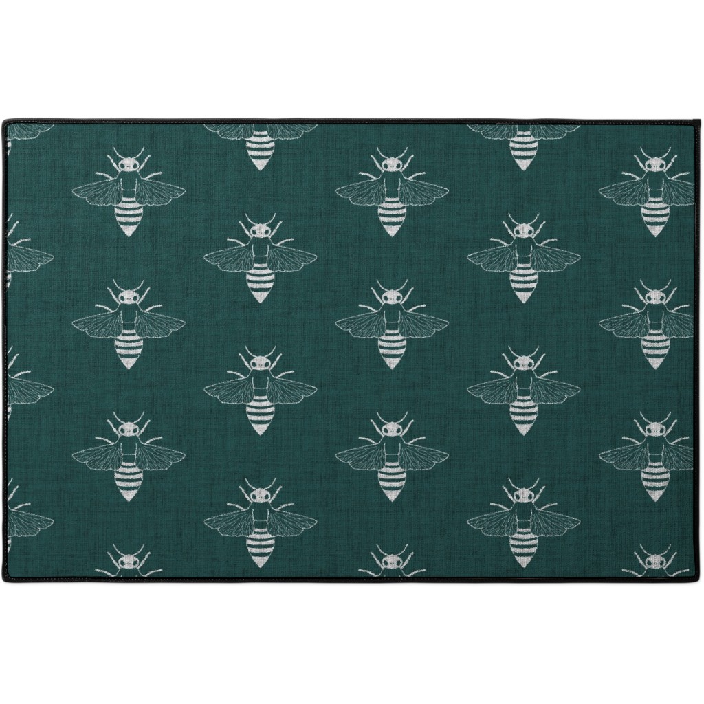 Bees - Green Door Mat, Green