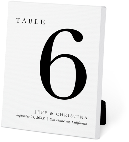 Wedding Table Number Easel Back Canvas, 5x7, No Frame, Easel Back Canvas, White, white