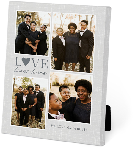 Love Lives Here Easel Back Canvas, 5x7, No Frame, Easel Back Canvas, Gray, gray