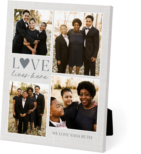 Love Lives Here Easel Back Canvas, 8x10, No Frame, Easel Back Canvas, Gray, gray