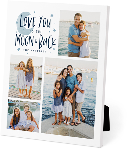 Love You To The Moon And Stars Easel Back Canvas, 8x10, No Frame, Easel Back Canvas, Blue, navy