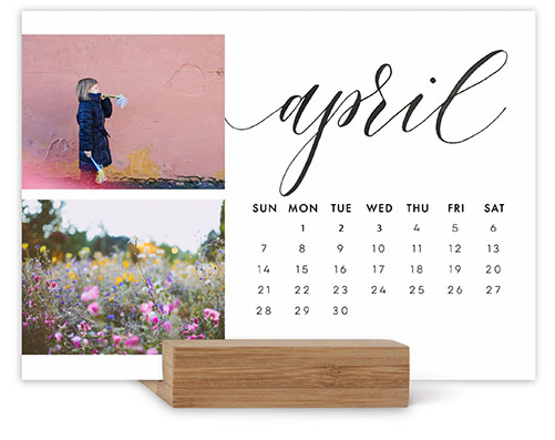 Elegant Script Easel Calendar, Square Corners, Multicolor