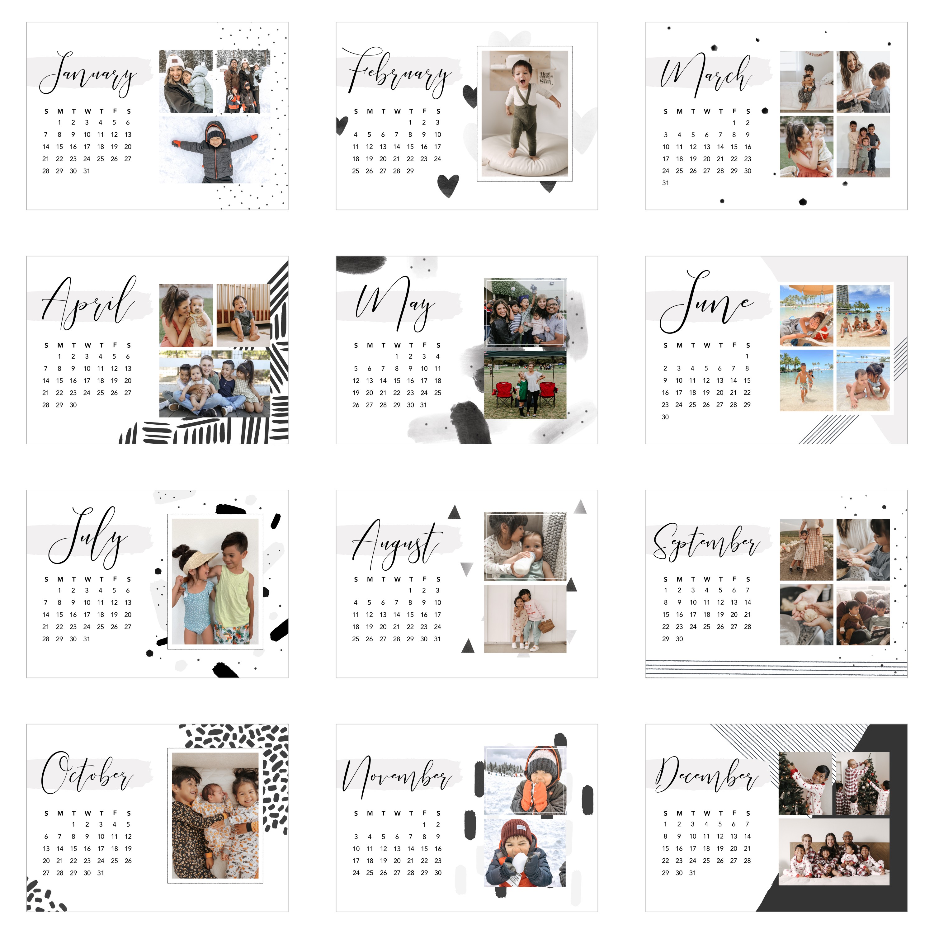 Black & White Patterns Easel Calendar by Yours Truly | Shutterfly