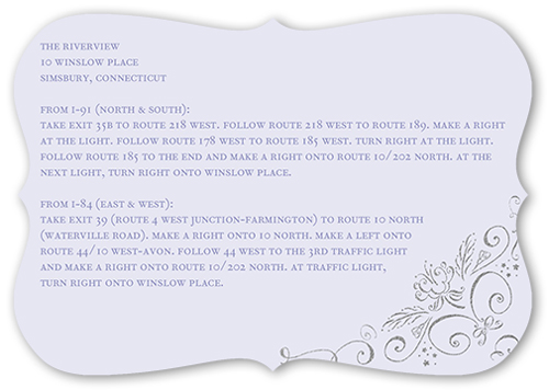 Whimsical Scrolls Wedding Enclosure Card, Purple, Pearl Shimmer Cardstock, Bracket