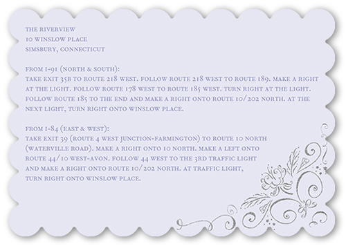 Whimsical Scrolls Wedding Enclosure Card, Purple, Signature Smooth Cardstock, Scallop