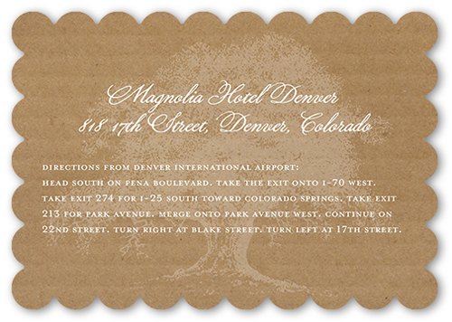 Rustic Statement Wedding Enclosure Card, Brown, Pearl Shimmer Cardstock, Scallop