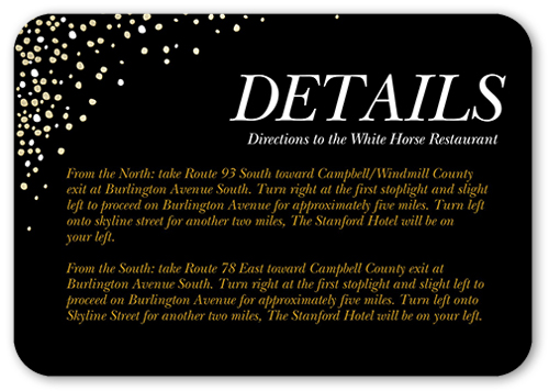 Sparkling Romance Wedding Enclosure Card, Black, Matte, Signature Smooth Cardstock, Rounded, Black