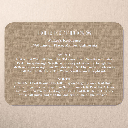 Burlap And Lace Wedding Enclosure Card, Beige, 100% Recycled Cardstock , Rounded