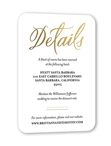 Written With Affection Wedding Enclosure Card, Gold Foil, White, Pearl Shimmer Cardstock, Rounded