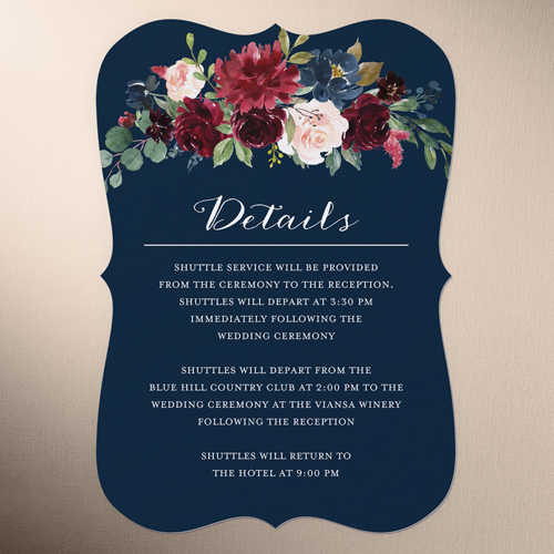 Exquisite Bouquet Wedding Enclosure Card, Blue, 100% Recycled Cardstock , Bracket