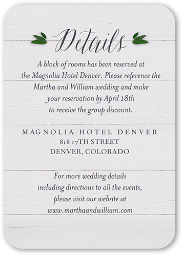 Heart Wreath Wedding Enclosure Card, White, 100% Recycled Cardstock , Rounded, White