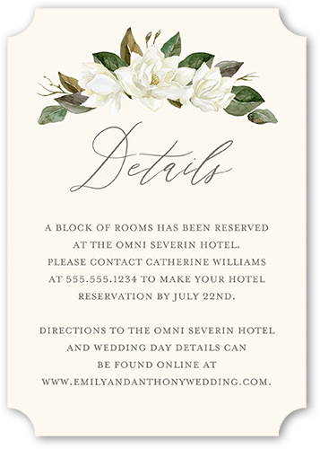 Painted Flower Wedding Enclosure Card, Beige, Pearl Shimmer Cardstock, Ticket