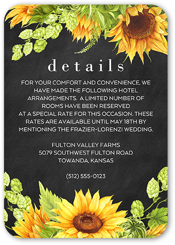 Bright Sunflower Wedding Enclosure Card, Grey, Matte, Signature Smooth Cardstock, Rounded