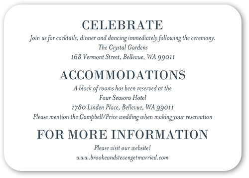 Modern Photo Wedding Enclosure Card, White, Matte, Signature Smooth Cardstock, Rounded