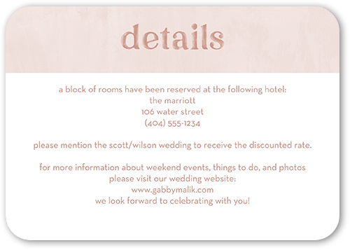 Classically Textured Wedding Enclosure Card, Pink, Pearl Shimmer Cardstock, Rounded, Desert Rose