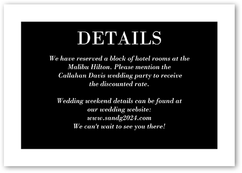 Purely Classic Wedding Enclosure Card, Black, Matte, Standard Smooth Cardstock, Square