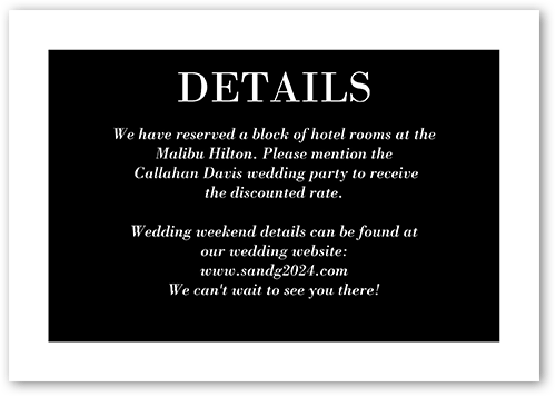 Purely Classic Wedding Enclosure Card, Black, Matte, Pearl Shimmer Cardstock, Square, Black