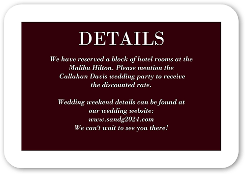 Purely Classic Wedding Enclosure Card, Red, Matte, Signature Smooth Cardstock, Rounded, Garnet