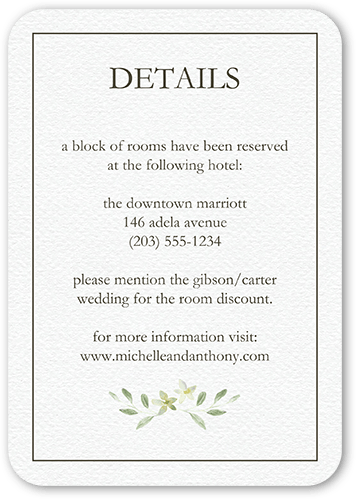 Greenery All Around Wedding Enclosure Card, White, Pearl Shimmer Cardstock, Rounded