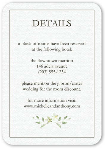 Greenery All Around Wedding Enclosure Card, White, 100% Recycled Cardstock , Rounded, White