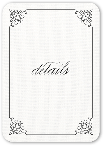 Fancy Linen Wedding Enclosure Card, White, Standard Smooth Cardstock, Rounded