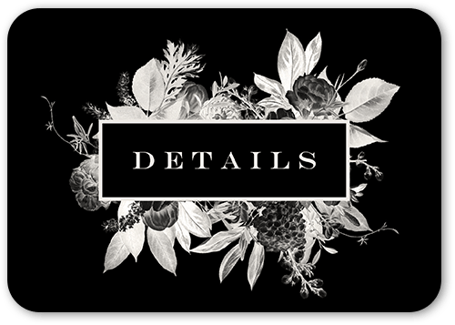 Monochrome Florals Wedding Enclosure Card, Black, 100% Recycled Cardstock , Rounded