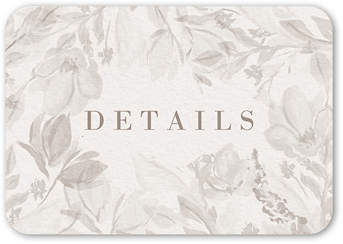 Dusty Blooms Wedding Enclosure Card, Grey, Pearl Shimmer Cardstock, Rounded, Suede