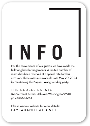 Modern And Minimal Wedding Enclosure Card, White, 100% Recycled Cardstock , Rounded