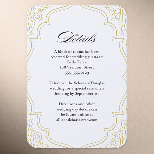 Filigree Border Wedding Enclosure Card, Grey, Matte, Signature Smooth Cardstock, Rounded, Charcoal