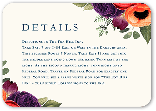 Blossom Burst Wedding Enclosure Card, Blue, Matte, Signature Smooth Cardstock, Rounded, Midnight