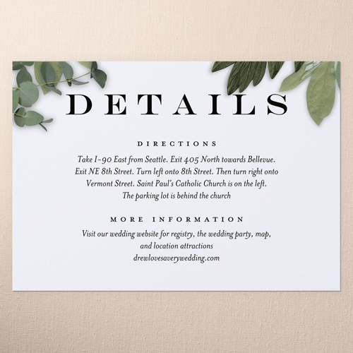 Lit Foliage Wedding Enclosure Card, Black, Matte, Pearl Shimmer Cardstock, Square