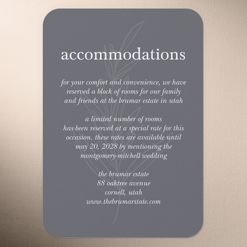 Sweet Leaf Wedding Enclosure Card, Grey, Matte, Signature Smooth Cardstock, Rounded