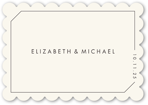 Angled Corners Wedding Enclosure Card, Beige, Signature Smooth Cardstock, Scallop