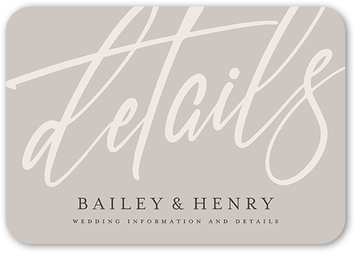 Cursive Captions Wedding Enclosure Card, Beige, Matte, Signature Smooth Cardstock, Rounded, Pebble