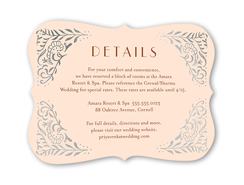 Wonderful Weave Wedding Enclosure Card, Pink, Silver Foil, Pearl Shimmer Cardstock, Bracket