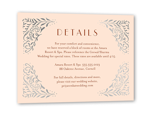 Wonderful Weave Wedding Enclosure Card, Pink, Silver Foil, Matte, Pearl Shimmer Cardstock, Square