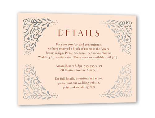 Wonderful Weave Wedding Enclosure Card, Pink, Silver Foil, Matte, Signature Smooth Cardstock, Square, Chenille