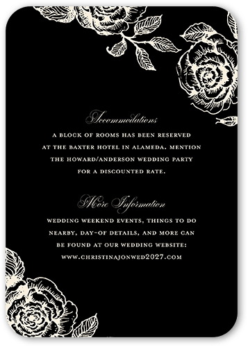 Romantic Rose Wedding Enclosure Card, Beige, 100% Recycled Cardstock , Rounded, Antique White